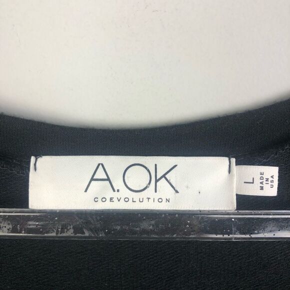 A. OK COEVOLUTION | Knot Front Midi Black Dress L - Picture 6 of 8